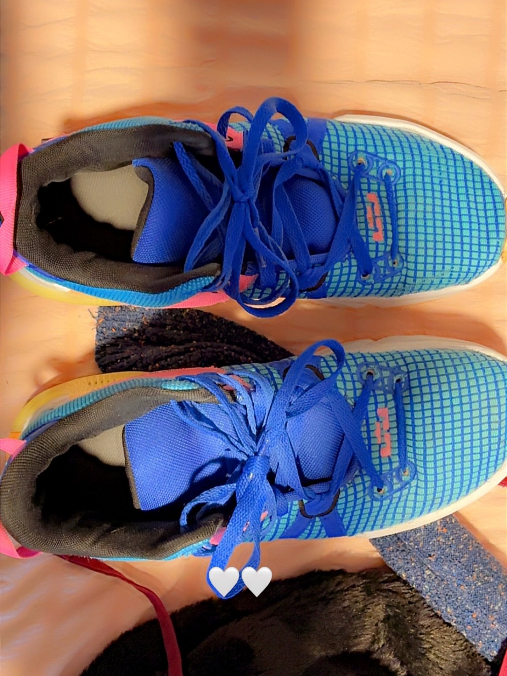 Nike Blue Kids Sneakers with Pink Accent